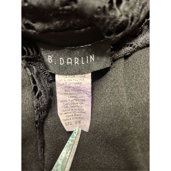 B. Darlin Black Cocktail Dress Size 5/6 Short Sleeve - Picture 6 of 9